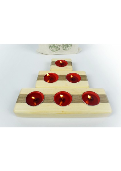 Dekoratif Doğal Ahşap Mumluk Seti - Tealight Mumlar fiyatları