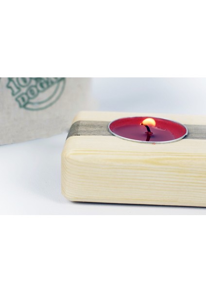 Dekoratif Doğal Ahşap Mumluk Seti - Tealight Mumlar modelleri