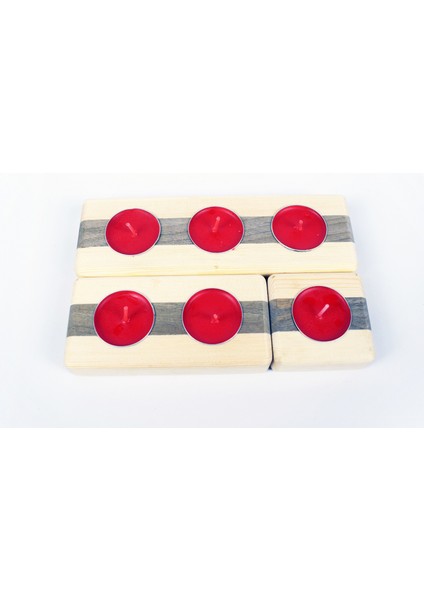 Dekoratif Doğal Ahşap Mumluk Seti - Tealight Mumlar fırsatları