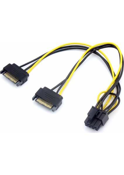 4327 2x Sata To 8 Pin (6+2 ) Pci-E Express Güç Molex Power Kablosu Çevirici Dönüştürücü