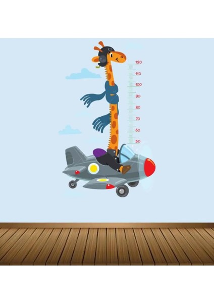 Kt Decoration Sevimli Pilot Zürafa Boy Ölçer Duvar Sticker
