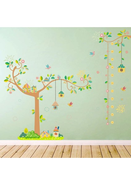 Kt Decoration Ağaç ve Kuşevleri Bebek ve Çocuk Odası Boy Ölçer Pvc Duvar Sticker