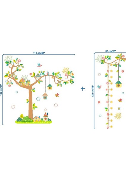 Kt Decoration Ağaç ve Kuşevleri Bebek ve Çocuk Odası Boy Ölçer Pvc Duvar Sticker modelleri