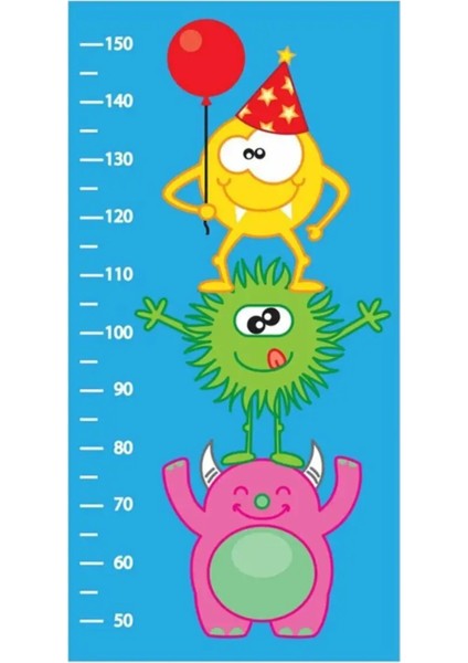Kt Decoration Komik Canavarlar Boy Ölçer Çocuk Odası Duvar Sticker