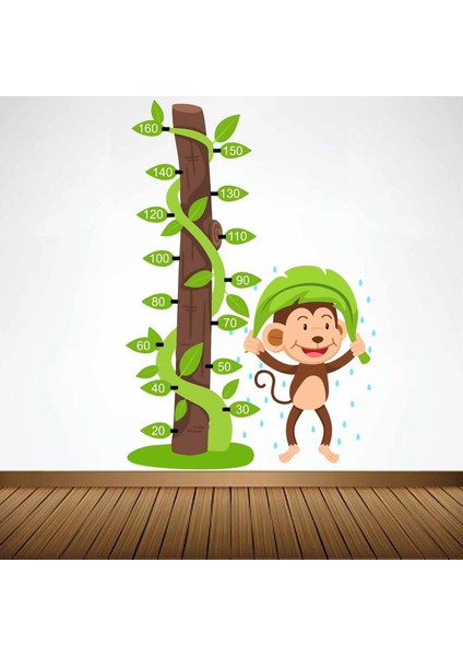 Kt Decoration Sarmaşıklar ve Sevimli Maymun Boy Ölçer Duvar Sticker