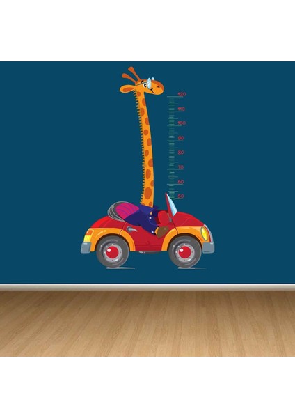Kt Decoration Araç Kullanan Havalı Zürafa Boy Ölçer Sticker