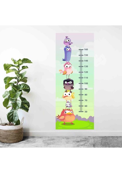 Kt Decoration Sevimli Kuşlar Boy Ölçer Gelişim Tablosu Sticker