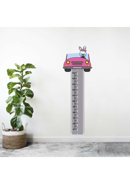 Kt Decoration Araç Kullanan Sevimli Tavşan Boy Ölçer Sticker