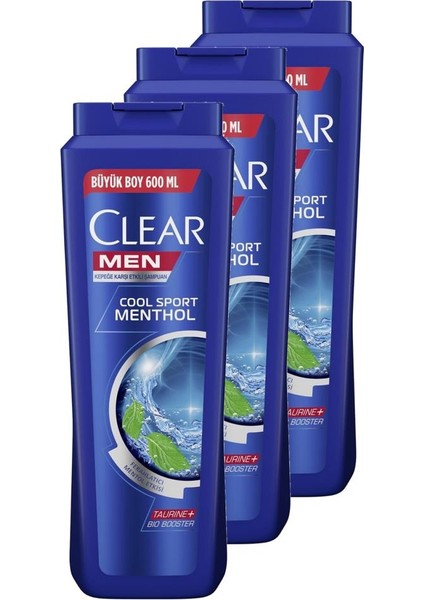Men Cool Sport Menthol Erkek Şampuan 600 ml 3'lü Set