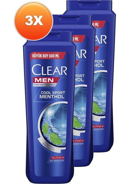 Men Cool Sport Menthol Erkek Şampuan 600 ml 3'lü Set fiyatları