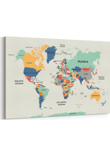 Renkli Dünya Haritası Tablosu