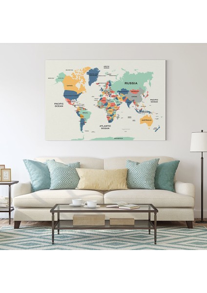 Renkli Dünya Haritası Tablosu fiyatları