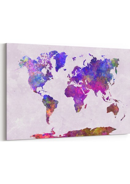 Renkli Dünya Haritası Tablosu