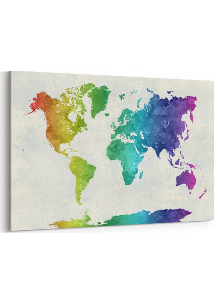 Rengarenk Dünya Haritası Tablosu