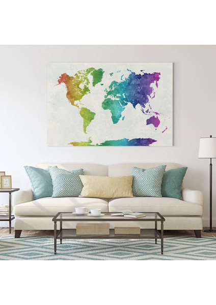 Rengarenk Dünya Haritası Tablosu fiyatları
