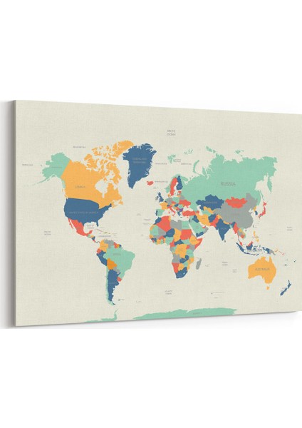 Renkli Dünya Haritası Tablosu