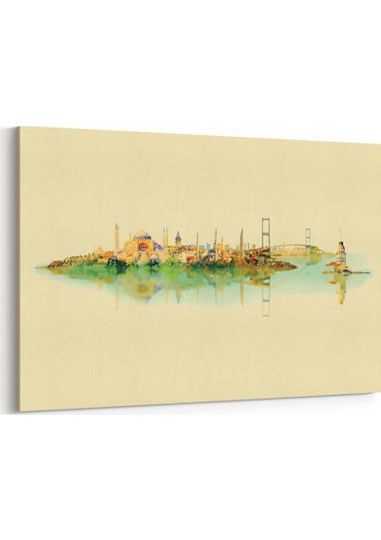 Sulu Boya Görünümlü İstanbul Tablosu