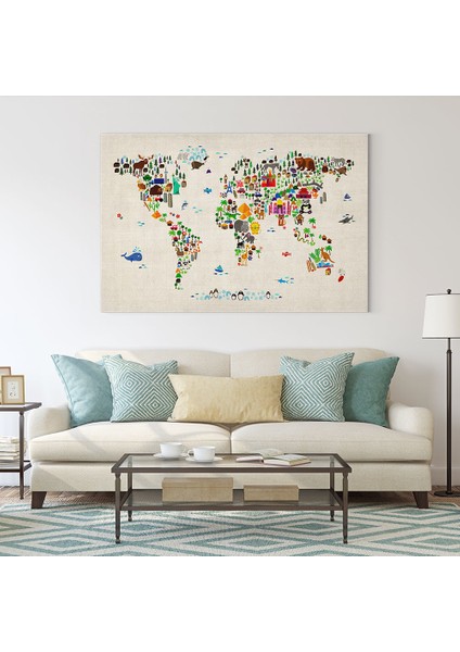 Hayvanlı Dünya Haritası Tablosu fiyatları