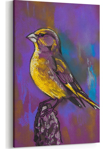 Pastel Boya Görünümlü Kuş Tablosu