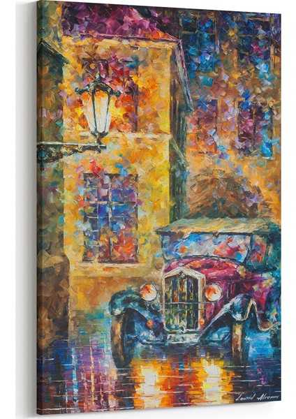 Yağlı Boya Görünümlü Eski araba Tablosu