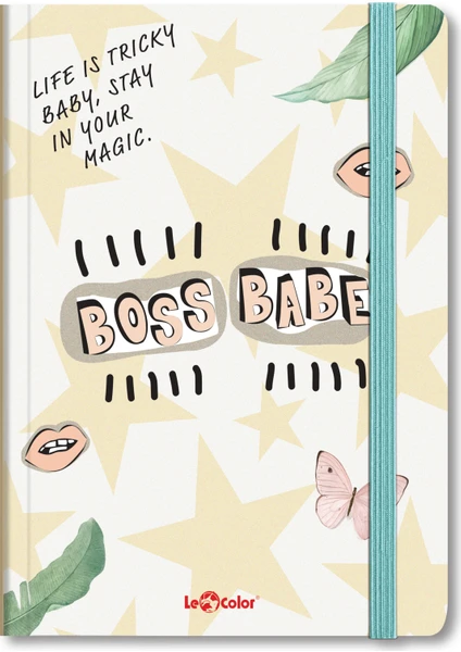 Le Color Boss Babe Sert Kapak Lastikli Çizgili Defter 80 gr 17 x 24 cm