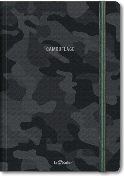 Le Color Camouflag Sert Kapak Lastikli Çizgili Defter 80 gr 17 x 24 cm