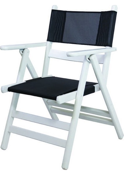 Ahşap Bahçe Balkon Mutfak Sandalyesi -Marmaris PVC Katlanabilir Beyaz