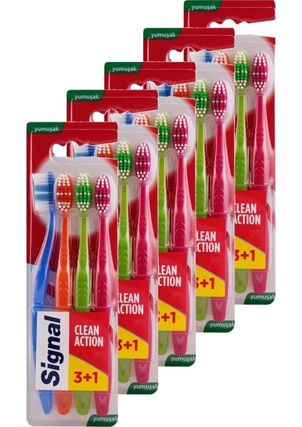 Clean Action Diş Fırçası Yumuşak 3+1 5'li Set