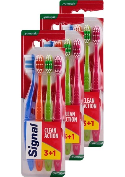 Clean Action Diş Fırçası Yumuşak 3+1 3'lü Set