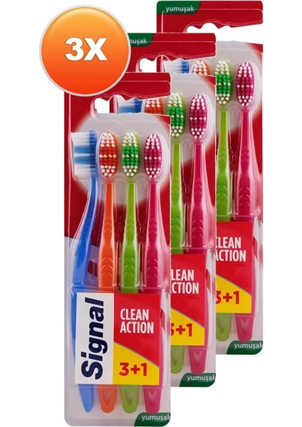Clean Action Diş Fırçası Yumuşak 3+1 3'lü Set fiyatları