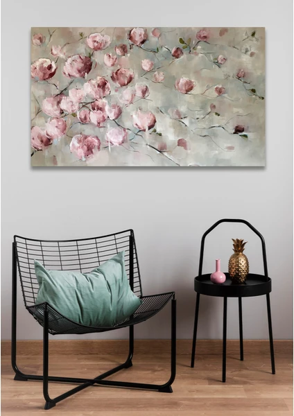 Hediyeler Kapında  Pembe Çiçek Duvar Kanvas Tablo 50 x 70 cm