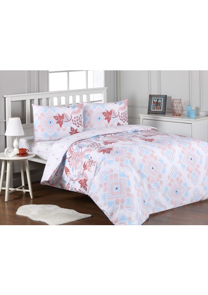 Modaletto Folk Flora Pembe Çift Kişilik Nevresim Takımı