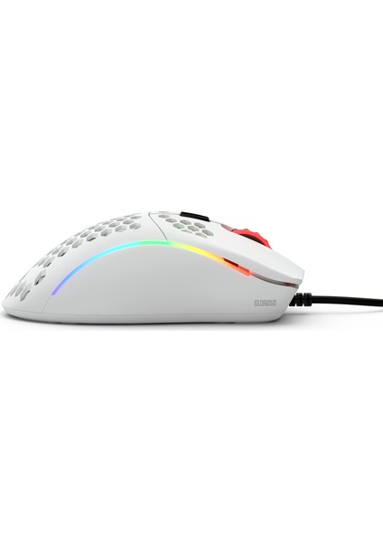 Model D Kablolu Mat Beyaz Orta/Küçük El RGB Oyuncu Mouse GLO-MS-DM-MW