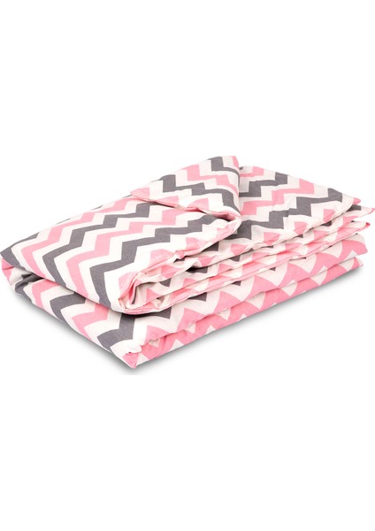 Yazlık Bebek Yorgan -Pembe-Gri Zigzag Desen 100 x 150 cm