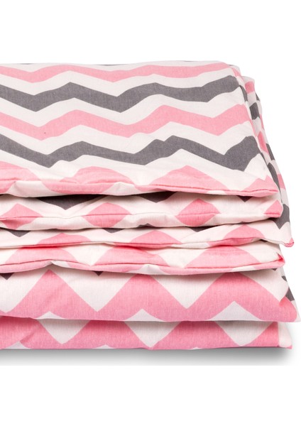 Yazlık Bebek Yorgan -Pembe-Gri Zigzag Desen 100 x 150 cm
