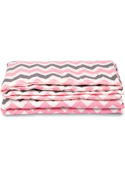 Yazlık Bebek Yorgan -Pembe-Gri Zigzag Desen 100 x 150 cm