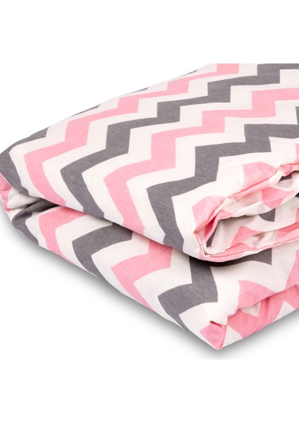 Yazlık Bebek Yorgan -Pembe-Gri Zigzag Desen 100 x 150 cm