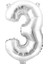 3 Gümüş Rakam Folyo Balon 90 cm 1