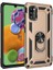 Samsung Galaxy A41 Kılıf Tank Koruma Vega Standlı Yüzüklü Mıknatıslı + Nano Glass Gold 1
