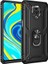 Xiaomi Redmi Note 9s Kılıf Çift Katmanlı Yüzüklü Manyetik Vega Kapak Siyah + Tam Kaplayan 5D Cam Ekran Koruyucu 1