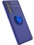 Oppo Reno 3 Pro 5g Kılıf Yüzüklü Manyetik Ravel Silikon Lacivert + Tam Kaplayan Süper Pet Ekran Koruyucu 1