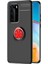 Huawei P40 Pro Kılıf Yüzüklü Manyetik Ravel Silikon Siyah Kırmızı + Tam Kaplayan 6D Polymer Nano Ekran Koruyucu 1