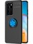 Huawei P40 Pro Kılıf Yüzüklü Manyetik Ravel Silikon Siyah Mavi + Tam Kaplayan 6D Polymer Nano Ekran Koruyucu 1