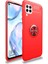 Huawei P40 Lite Kılıf Yüzüklü Manyetik Ravel Silikon Kırmızı + Tam Kaplayan 5D Cam Ekran Koruyucu 1
