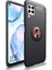 Huawei P40 Lite Kılıf Yüzüklü Manyetik Ravel Silikon Siyah Rose + Tam Kaplayan 5D Cam Ekran Koruyucu 1