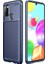 Samsung Galaxy A21S Kılıf Karbon Desenli Lux Negro Silikon Lacivert + Cam Ekran Koruyucu 1