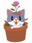Cat - Kedi - Flower - Çiçek Sticker - 17242 Renkli 8 x 5 cm 1