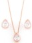 Damla Rose Gold Kolye Küpe Gümüş Set 1