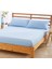 Luxury Ranforce Tek Kişilik Lastikli Çarşaf Seti 100 x 200 + 30 cm Yastık Kılıflı Mavi 1