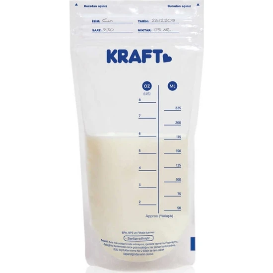 Kraft 30'lu Şeffaf Süt Saklama Poşeti
